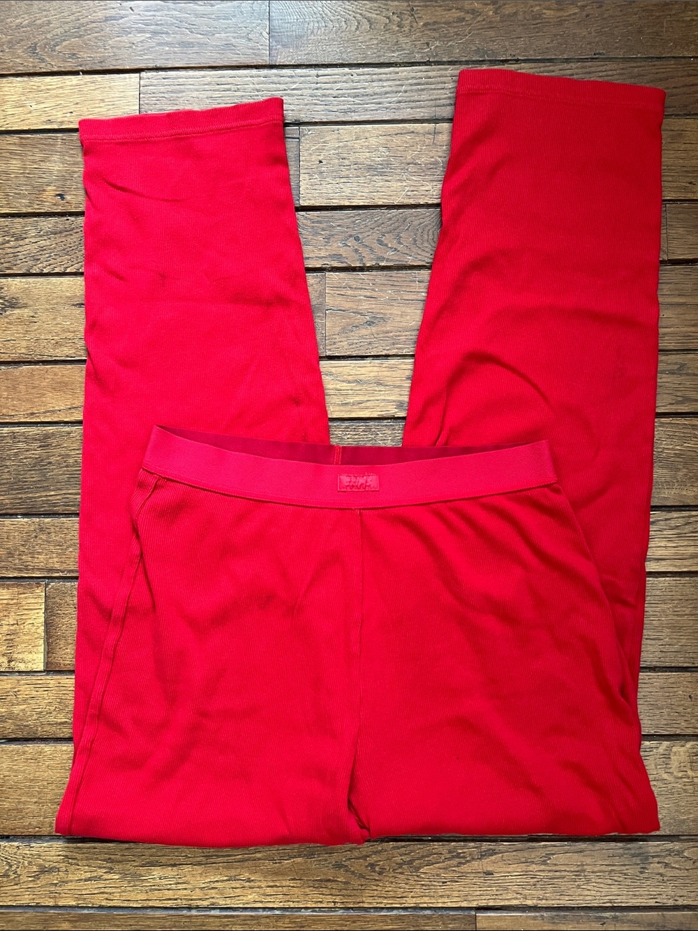 SKIMS Cherry Red Cotton Rib Pajama Pants Size Small EUC